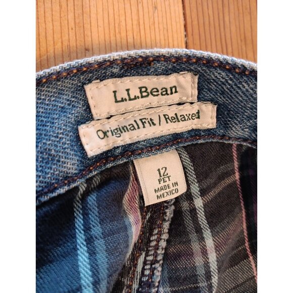 Vtg LL Bean Womens 12P Denim Straight Leg Relaxed Fit Plaid Flannel Lined Jeans - Picture 7 of 9
